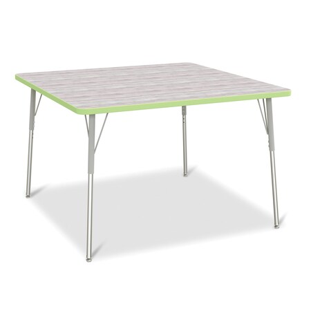 Jonti-Craft Berries Square Activity Table, 48 in. x 48 in., A-height, Driftwood Gray/Key Lime/Gray 6418JCA451